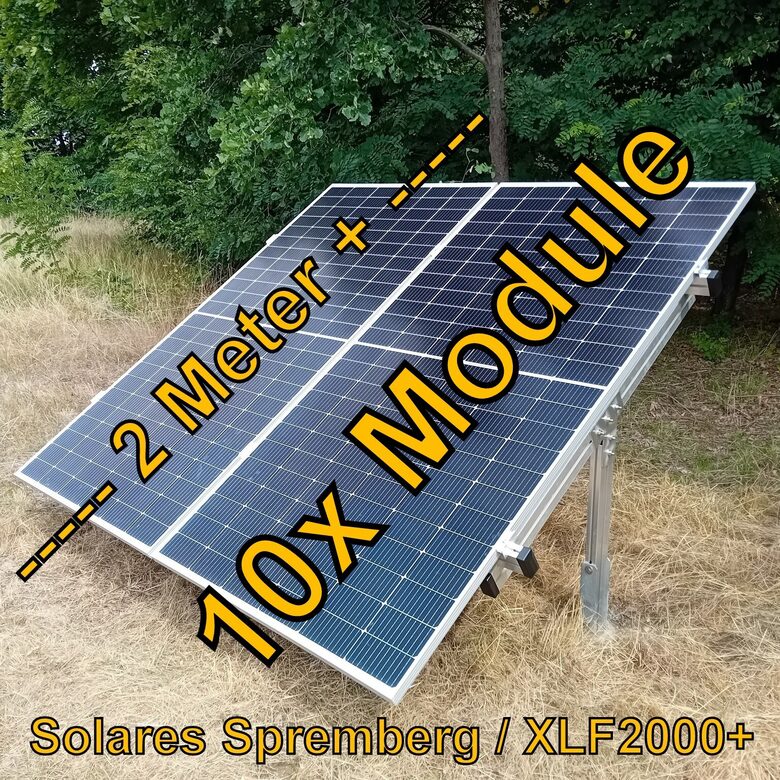 Komplettlösung Freilandanlage XLF2000+/10//20-30 Grad für weichen Untergrund für 10x Module vertikal / hochkant verlegt